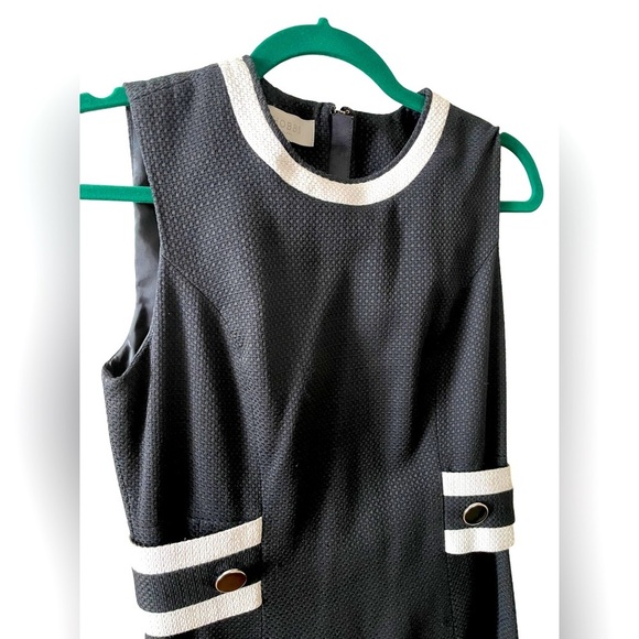 Kate Middleton style HOBBS Black White Sleeveless MIDI Aline Dress Size 8 - Picture 6 of 7